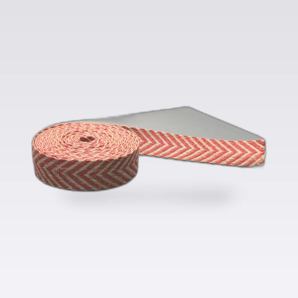 Red White Herringbone Polyester Ribbon