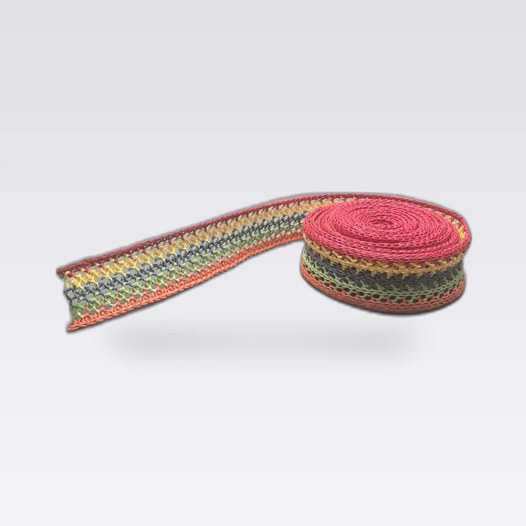 Beige Brown Edge Raffia Woven Tape