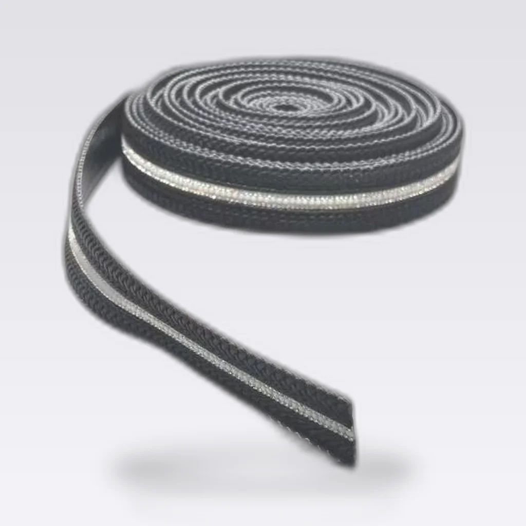 Grey White Stripe Woven Tape
